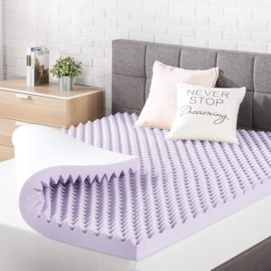 Best Price Mattress 3 Inch Egg Crate Memory Foam Mattress Topper with Soothing Lavender Infusion, CertiPUR-US Certified, Dorm Essentials, Queen