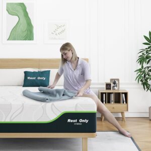 Rest Only Twin XL Mattress 14 Inch, Twin XL Hybrid Mattress in a Box, Extra Long Twin Innerspring Mattress with Gel Memory Foam and Pocket Coils Spring, Medium Firm Feel