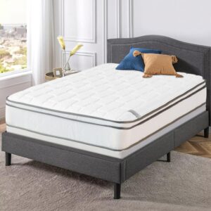 10-Inch Meduim Plush Eurotop Pillowtop Innerspring Mattress & 8″ Wood Box Spring Set, Full