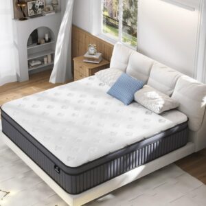 12 Inch King Size Mattress, Firm King Mattress In A Box, Hybrid Mattresses With Gel Memory Foam & Independent Pocket Springs, Pressure Relief, Cooling, Strong Edge Support [Upgraded Strengthen]