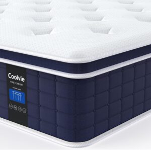 Coolvie Queen Mattress Firm, Strong Coils Hybrid Mattresses for Extra Lumbar & Hip Support, Cooling Knit Fabric Cover- CertiPUR-US Certified / 80x60x12, 12 Inch Mattress Queen Size in a Box