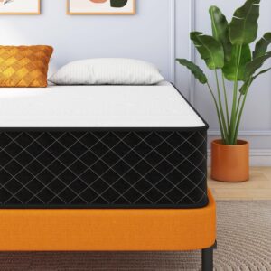Full Size Memory Foam & Pocket Spring Hybrid Mattress, 10 Inch, Medium Firmness, Black