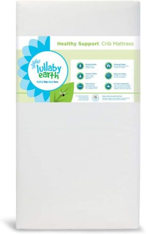Lullaby Earth Non-Toxic Crib Mattress – Waterproof – Fits Standard Baby and Toddler Bed, White