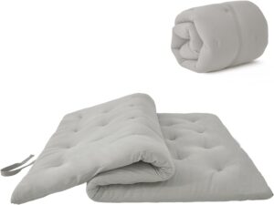 ZonLi Japanese Floor Futon Mattress Twin Size 39″x 80″,100% Cotton 2.5” Thicken Tatami Mattress,Foldable Sleeping Pad,Portable Dormitory Tatami Mat,Roll Up Floor Lounger Bed for Adult (Light Grey)