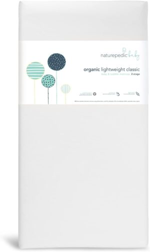 Naturepedic Organic Crib Mattress – 2-Stage Lightweight Infant & Toddler Mattress – Waterproof, Non-Toxic Bed for Baby – 52″ x 28″