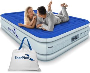 EnerPlex Queen Air Mattress with Built-in Pump – 16 Inch Double Height Inflatable Mattress for Camping, Home & Portable Travel – Durable Blow Up Bed with Dual Pump – Easy to Inflate/Quick Set Up﻿