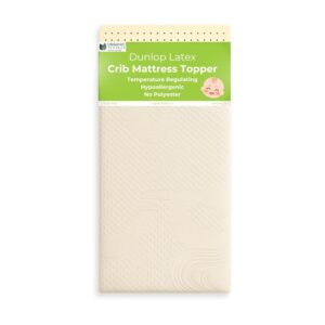 Organic Baby Crib Mattress Topper – 2″ Latex for Standard (52″x28″) – Organic Cotton Removable Cover – GOLS/GOTS Certified – Breathable, Hypoallergenic, Non-Toxic, USA Made
