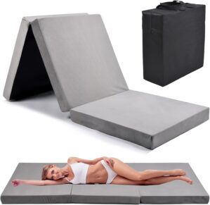 Memory Foam Camping Mattress, Car Camping Bed Mattress with Dust Cover, Portable Waterproof Camping Pad Mat, for Outdoor Sleeping, Foldable, for Travel Truck Bed Tent