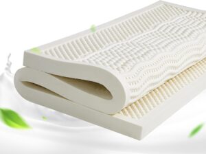 Latex Mattress 100% Latex, Medium Soft 7 Zones Orthopaedic Mattress Removable Cover, 2/3/4 inch Natural Latex Mattress,4in,160x200cm(63x79in)