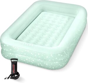 Intex Kids Travel Air Mattress Inflatable Bed with Raised Sides and Hand Pump – Portable Blow-Up Toddler Traveler Bed for Children’s Naps or Sleep