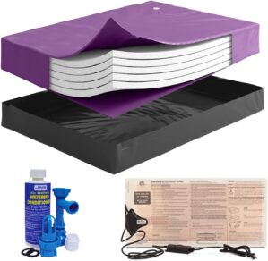 Blue Magic California King 95% Waveless Hardside Waterbed Mattress Bundle with Five Wave Reducing Fiber Layers, 325W Heater, Liner, Fill/Drain Kit & Conditioner – Frame not Included
