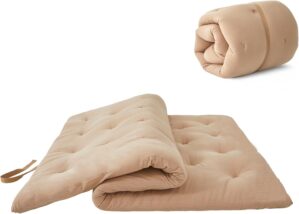 ZonLi Japanese Floor Futon Mattress Full Size 54″x 80″,100% Cotton 2.5” Thicken Tatami Mattress,Foldable Sleeping Pad,Portable Dormitory Tatami Mat,Roll Up Floor Lounger Bed for Adult (Khaki)