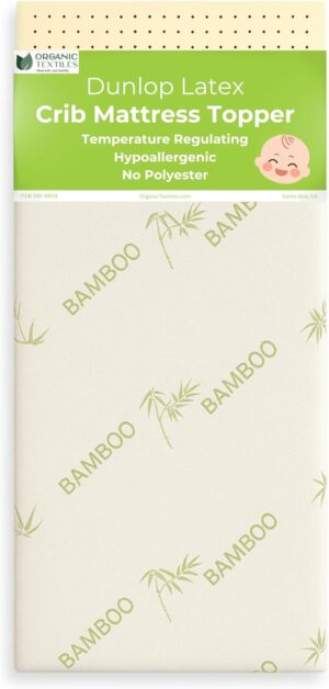 Organic Baby Crib Mattress Topper – 2″ Latex for Standard (52″x28″) – Rayon Derived Bamboo Removable Cover – GOLS/GOTS Certified – Breathable, Hypoallergenic, Non-Toxic, USA Made