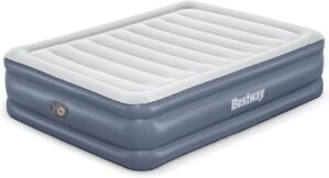 Bestway Tritech Airbed, Queen-Sized 20″ Thick Durable Comfortable Mattress Pad for Portable Relaxation with Built-in AC Pump and Storage Bag