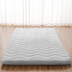 Japanese Floor Mattress, 100% High Density Comfortable Foam, 4″ Thicken Foldable Mattress Tatami Mat Sleeping Pad, Ideal for Comfort and Support, Kids Floor Lounger Pillow Bed Sofa (Twin）