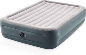Intex 64125ED Dura-Beam Plus Essential Rest Air Mattress – Fiber-Tech – Queen Size – Built-in Electric Pump – 18in Bed Height – 600lb Weight Capacity