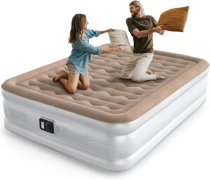 Air Mattress Queen with Built in Pump, Inflatable Mattress, Upgraded Blow up Mattress Queen Size for Home, Guest, Camping, Fast Inflation, Comfort Air Bed, colchon inflable