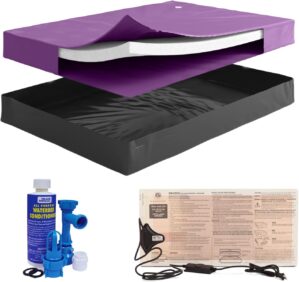 Blue Magic Califorina King Size 30% Semi-Waveless Waterbed Mattress Bundle with 325W Heater, Fill & Drain Kit, Conditioner, Stand-Up Liner – Frame Not Included