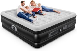 Airefina King Size Air Mattress With Built in Pump Raised, 18″ Blow Up Mattress Comfort for Guest Home Family Easy Quickly Inflation/Deflation Inflatable Portable Colchones Inflables with Carrying Bag