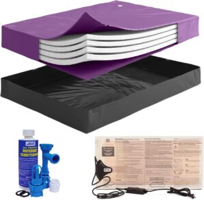 Blue Magic Queen Size 90% Waveless Hardside Waterbed Mattress Bundle with Four Wave Reducing Fiber Layers, 325W Heater, Liner, Fill/Drain Kit & Conditioner – Frame Not Included