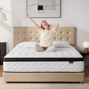 King Size Mattress 12 Inch – Medium Firm Hybrid Mattress with Memory Foam & Zoned Pocket Springs for Pressure Relief, Quiet Sleep – Fiberglass Free | CertiPUR-US Certified King Mattresses in a Box