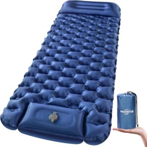 WANNTS Sleeping Pad, Ultralight Inflatable Sleeping Pad for Camping, Built-in Pump, Ultimate for Hiking – Airpad, Carry Bag,-Compact & Lightweight Camping pad(Blue)