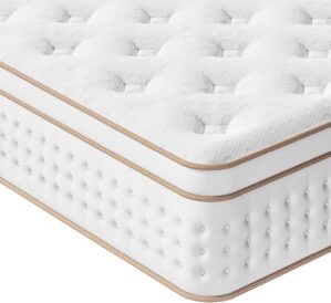 Vesgantti Queen Mattress, 14 Inch Memory Foam Hybrid Mattress in a Box with Individual Pocket Spring, Queen Size Mattress for Pressure Relief, Motion Isolation, Medium Firm Support