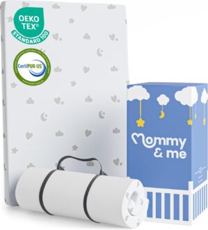 Mommy&Me Pack and Play Mattress Pad (38″x26″x1″) with Soft Washable Breathable Cover, Waterproof, CertiPUR-US Certified Foam, Pack&Play Topper – Portable Foam Mini Crib Mattress for Baby Toddler