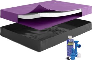 SEMI-WAVELESS 30%, Queen Size Waterbed Mattress Bundle, Includes Fill & Drain Kit, 8oz. Water Conditioner and Stand-Up Liner, Heavy Duty Vinyl