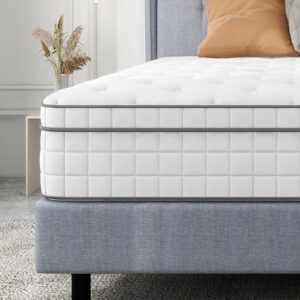 Queen Mattress, Innerspring Mattress with Breathable Foam and Pocket Spring for Motion Isolation, Medium Firm Hybrid Mattress in a Box (12 Inch, Queen (U.S. Standard))