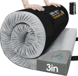 CYMULA Memory Foam Camping Mattress Pad,3inch Sleeping Pad for Camping,Non-Slip Bottom Floor Cot Mattress Bed with Retaining Portable Roll up Mattress Pad Mat for Travel Truck Guest Bed Tent