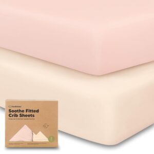 KeaBabies 2-Pack Organic Crib Sheets for Boys, Girls – 52×28 Fitted Crib Mattress Sheet Neutral, Breathable Jersey Cotton Cover for Baby Bed, Toddler Mattress, Soft & Cute Prints (Cameo)