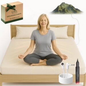 GAYA Grounding Sheets King, Extra Soft 95% Organic Cotton for Sleep Improvement & Muscle Relaxation, Grounded Sheets, Earthing Grounding Bed Sheets, Grounding Mattress Pad Bedding with Pen Tester