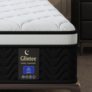 Glintee Twin Mattress, 12 Inch Hybrid in A Box | Gel Memory Foam & Pocketed Coil, Cooling Comfort, Medium Firm, Motion Isolation, Edge Support | CertiPUR-US Certified, Back Pain Relief