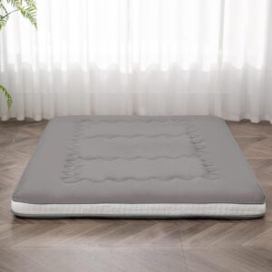 Japanese Floor Futon Mattress Extra Thick Folding Roll Up Bed Topper Mat for Guest,Lounger and Tavel