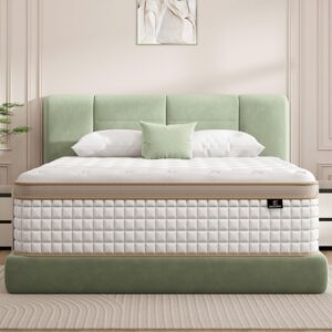 Queen Size Mattress [Upgraded Strengthen], 14 Inch Gel Memory Foam Hybrid Queen Mattress in a Box with Independent Pocket Spring, Extra Edge Support, Medium Firm, Back Pain Pressure Relief
