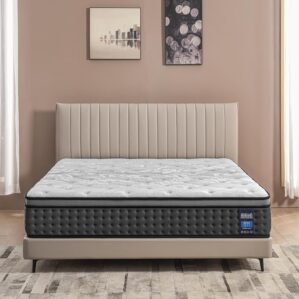 Full Mattress,12 Inch Hybrid Mattress with Gel Memory Foam, Individually Pocket Innerspring Top Mattresses,5 Coils Strong Edge Support, Used for Motion Isolation,100 Night Trial.