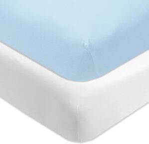 HonestBaby unisex-baby Classics Fitted Crib Sheets Set Standard Mattress, 100% Organic Cotton Baby Boys, Girls, Neutral, 2 Pack – Pattern Play/Heather Gray, One Size