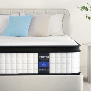 Inofia 10 Inch Twin XL Hybrid Single Mattress in a Box – Medium Firm, Memory Foam & Individually Pocket Springs, Fiberglass Free, Motion Isolation, Pressure Relief, Edge Support, CertiPUR-US