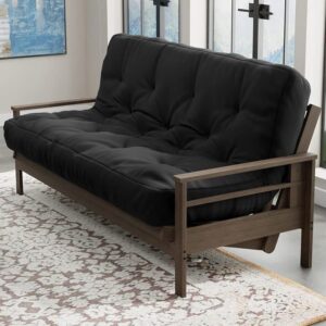 Loosh Home | 10″ Queen Size Futon Sofa Bed Memory Foam Mattress – USA Made, Black, No Frame