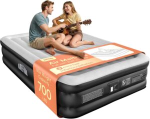 Airefina Air Mattress Full with Built in Pump, Upgraded 18 Raised Blow Up Mattress, Comfort Inflatable Mattress with Storage Bag for Guest Home Camping, Air Bed Full Size, Colchon Inflable