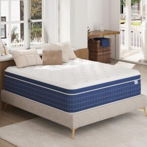 California King Mattress [Upgraded Strengthen] 12 Inch Firm Cal King Size Mattress in a Box, Hybrid Mattresses With Gel Memory Foam and Independent Pocket Springs, Release Stress, Strong Edge Support