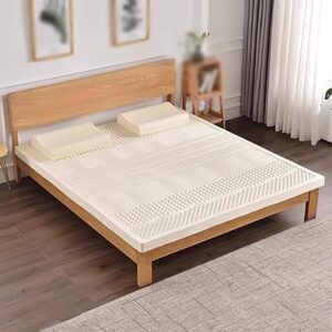 NaKeah Natural Latex Mattresses Massage Single Double Hotel Mattress Family King Queen Twin Full Size – 1/2/3 Inch – Organic Cover Included,7.5cm,135x190cm