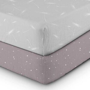 Bear’s Little Fish 100% Organic Girl or Boy Cotton Baby Crib Sheets – Soft Fitted Crib Sheets Neutral for Baby Crib Mattresses, Toddler Mattress for Toddler Bed or Coterie – 2-Pack (Grey)