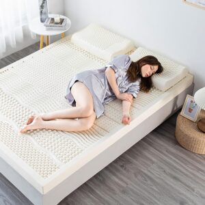 KLUFO Natural Latex Mattresses Massage Single Double Hotel Mattress Family King Queen Twin Full Size – 2/3/4 Inch – Organic Cover Included,7.5cm,120x200cm(47x79in)