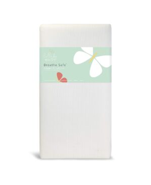Lullaby Earth Breathe Safe 2-Stage Breathable Crib Mattress – Chemical Free, Dual Firmness Natural Mattress with Removable Washable Protector – Packaging May Vary