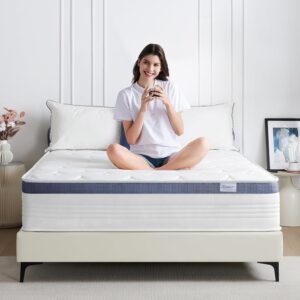 Twin Size Mattress,10 Inch Hybrid Mattress with Cooling-Gel Memory Foam and Individually Pocket Innerspring,Breathable and Pressure Relief,Medium Plush