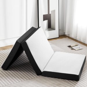 Sweetcrispy Tri-fold Memory Foam Mattress – 3 Inch Twin Size Portable Bed Pad, Foldable Floor Mat, Collapsible and Washable Cover with CertiPUR-US Certified, for Travel & Camping & Yoga