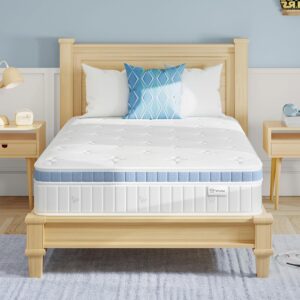 Yaak Full Size Mattress 10 Inch, Hybrid Full Mattress in a Box, Individual Pocket Spring Double Bed Mattress with Breathable Memory Foam, Pressure Relief, Medium Firm Mattress Full Size 75″x54″x10″