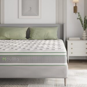 Novilla King Size Mattress，12 Inch Gel Memory Foam & Pocketed Coils with Motion Isolation for Refreshing Sleep, Medium Firm Feel with CertiPUR-US Foam for Pressure Relief,King Mattress in a Box
